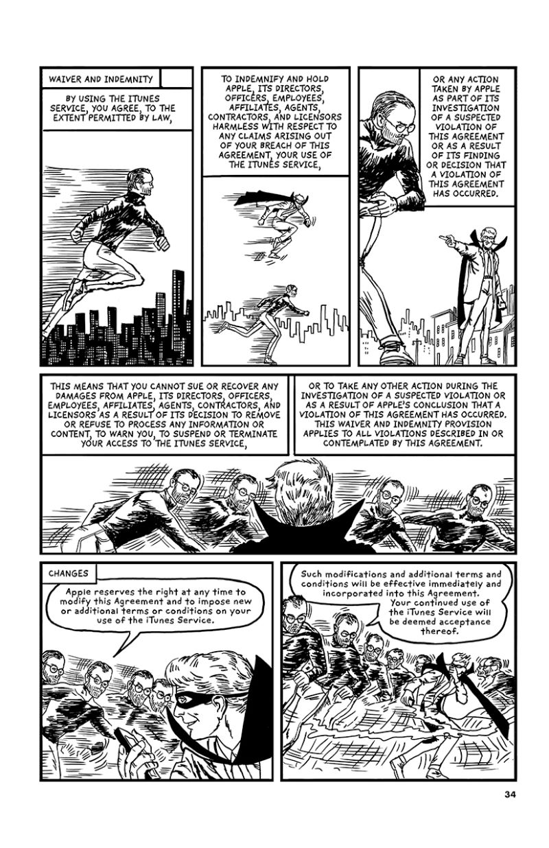 Illustration for article titled Come Talk to the Comics Artist Who’s Turning iTunes Legalese into a Graphic Novel and Satirizing Donald Trump